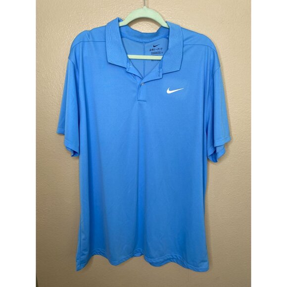 Nike Dri-Fit Mens Blue Polo Shirt XXL Standard Fit Recycled Polyester collared - Picture 2 of 6